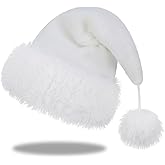 Slsxip Personalized Santa Hat for Adults, Super Soft Plush Holiday Christmas Hat, Xmas New Year Party Headwear