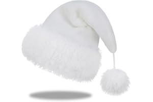 Slsxip Personalized Santa Hat for Adults, Super Soft Plush Holiday Christmas Hat, Xmas New Year Party Headwear