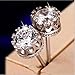 9 Pairs Silver Plated Zircon Crown Flower Pearl Stud Earrings Set with 316L Stainless-steel Post