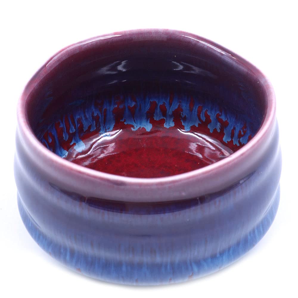 ANCLLO Authentic Japanese Traditional Tea Ceremony Matcha Bowl Chawan Handcrafted in Japan, Purple Red Glaze