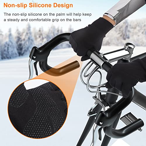 bedee Running Gloves, Thermal Gloves, 2 Pcs Touchscreen Gloves Elastic Fabric Non-slip Winter Cycling Gloves Black for Men Women Running Driving Cycling Climbing Hiking Skiing.(A Pair + Black L)