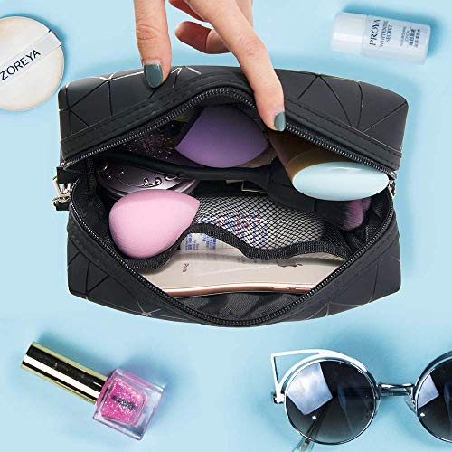 Makeup Bags, Small Travel Make Up Bags for Women and Girls, Portable Waterproof Cosmetic Organizer Bag with Handle, Black 3 Makeup Bags, Small Travel Make Up Bags for Women and Girls, Portable Waterproof Cosmetic Organizer Bag with Handle, Black