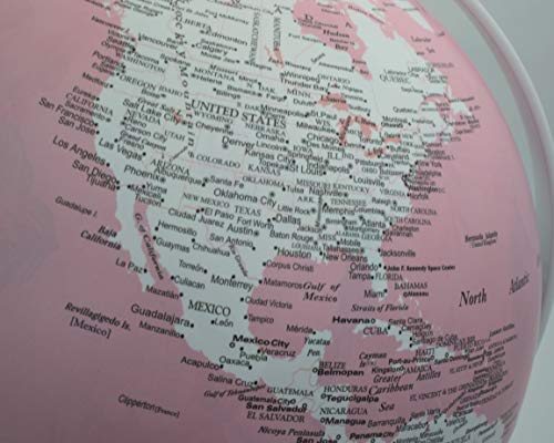 Exerz 10" Globe Pink with LED Light/ 2 in 1 Globe/Day and Night Illuminated Globe, Hidden Printing of Flower Images Inside When lit on. (25cm Pink) - Thumbnail 6