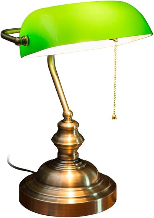 Kmyx Lampara De Mesa Retro De La Cubierta Del Vidrio Verde Lampara Antigua De La Cama De La Cama De La Cama Nostalgica Antigua Amazon Es Hogar