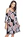 Romwe Women's Summer Cold Shoulder Bohemian Print Loose Tunic Dress
