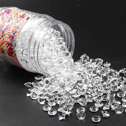 Meching Acrylic Diamonds Crystals 11OZ(1100 PCS) Bottle Round Diamond Crystals Treasure Gems for Table Scatters, Vase Fillers, Event, Wedding, Birthday Decoration Favor, Arts & Crafts (Clear) - Thumbnail 7