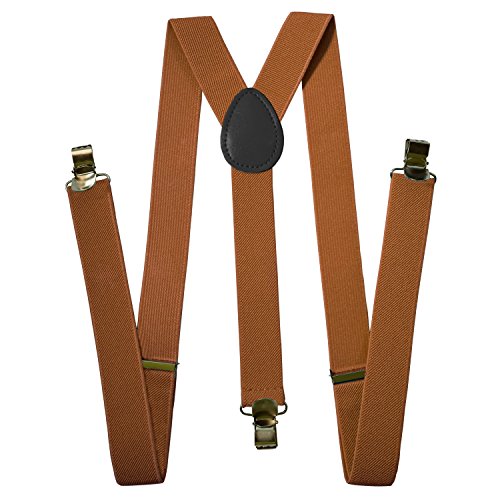 Home & Lounge Suspenders For Men - Adjustable Solid Straight Clip - 5+ Color Option - Great Fit with Mens Outfit (Brown Rust)