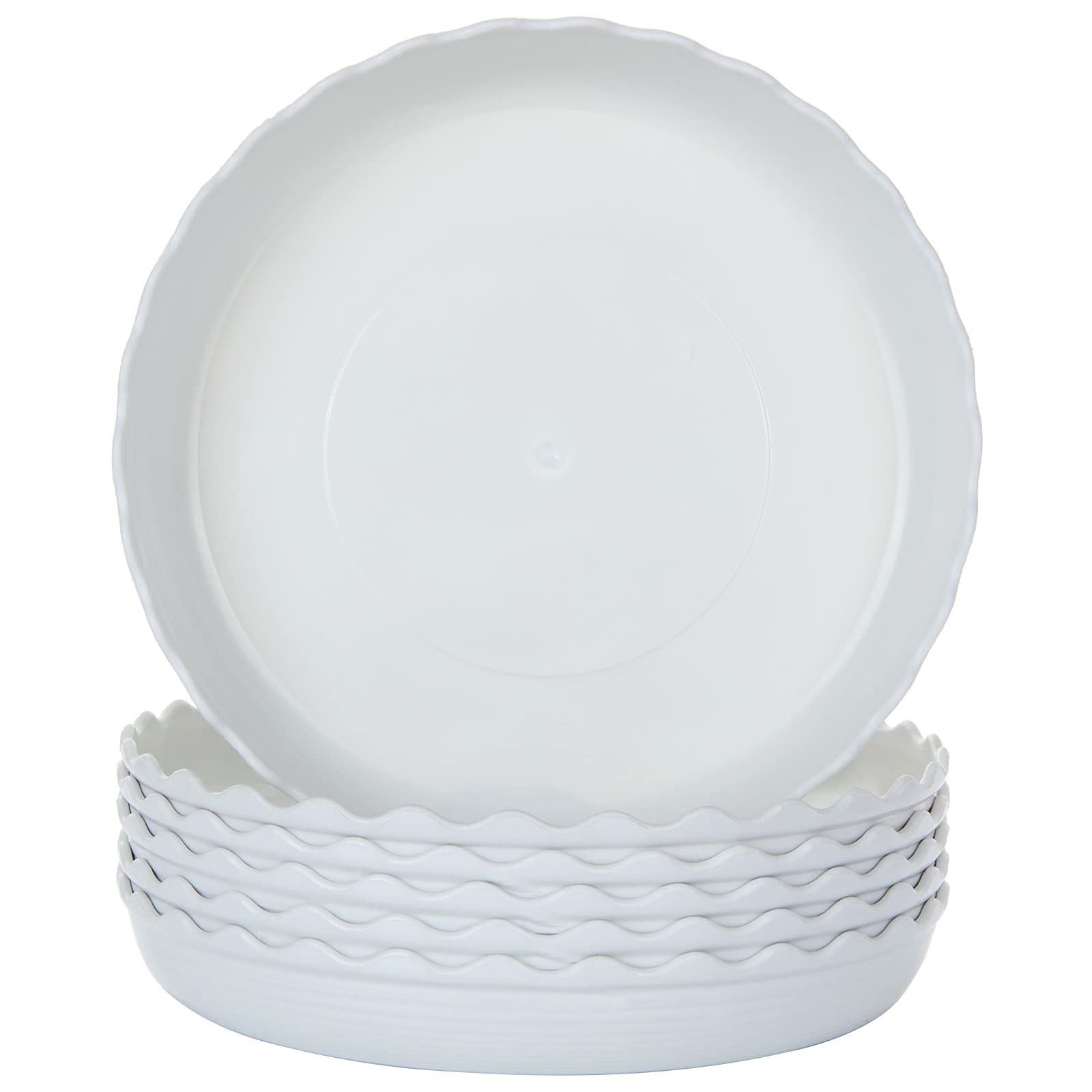 AHUNTTER 50 Pack Plant Saucers 15cm Round Plastic Plant Drip Trays 6 inch White Plant Pot Saucer Trays for Indoor & Outdoor Flower Pot