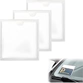 vvag 3Pcs Windshield Sticker Holder, Clear Car Window Pass Permit Pockets | Self-Adhesive Parking Ticket Note Sleeve, Vinyl Badge Slot for Toll Tags, Insurance Cards, Business Card, Easy Install
