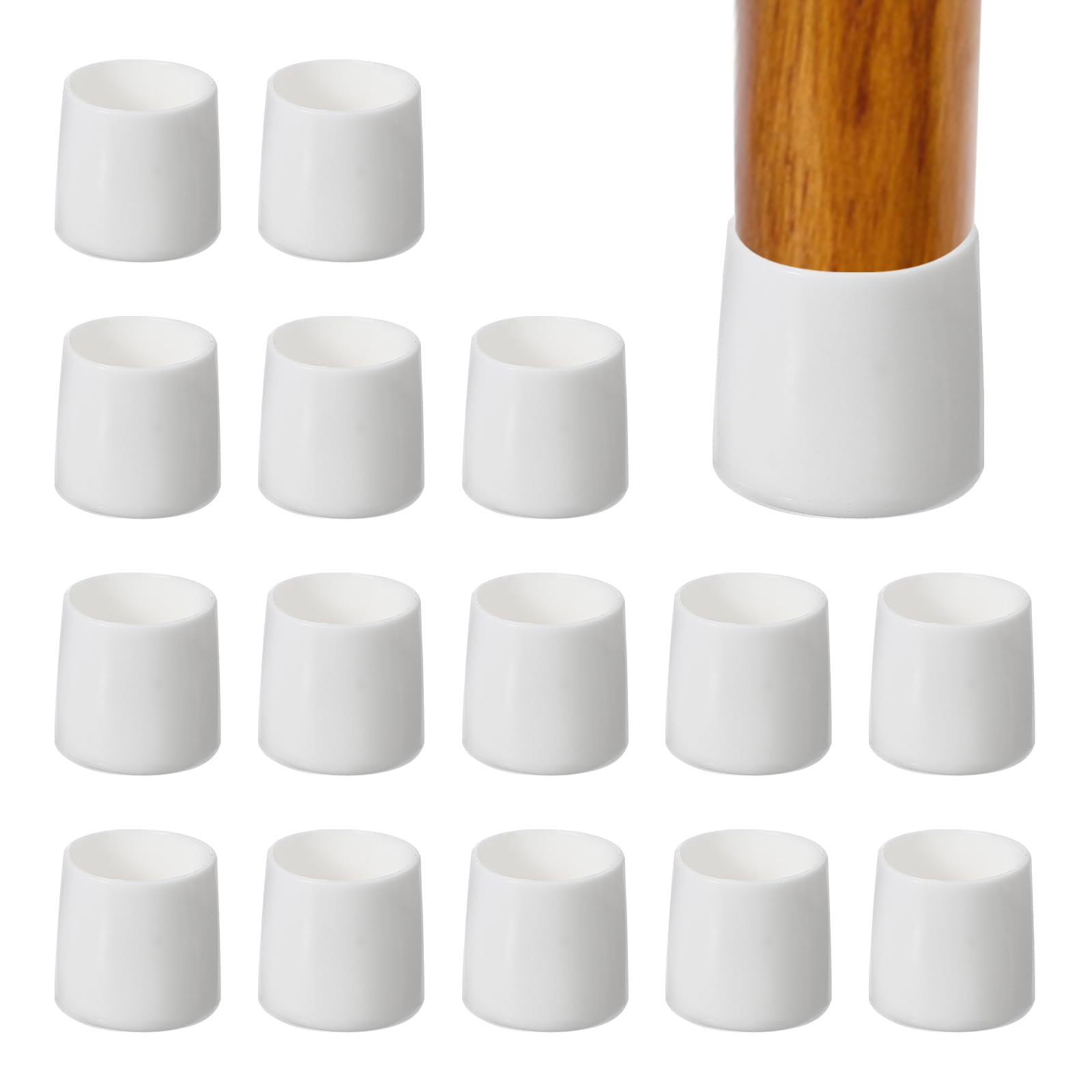 PATIKIL Round Rubber Chair Leg Caps Tips 3/4", 16 Pcs Plastic Furniture Leg Floor Protectors No Scratches No Noise for Chair Leg Protect Hardwood Floor, White