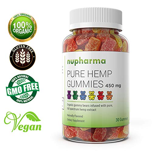 Pure Hemp Gummies - 15mg per Gummy - Organic Full Spectrum Hemp Extract- Hemp Oil Gummy Bears Promote Relief from Stress, Anxiety, Pain, Nausea- Sleep Better by Nupharma (450 mg (30 Count))