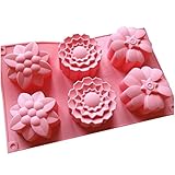 Allforhome (TM) 6 Flowers Silicone Muffin Cups Handmade Soap Molds Ice Cupcake Baking Mold Cake Pans Bakeware Polymer Resin Clay Jelly DIY Mold