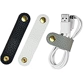 Carrotez (PU) Leather Cord Organizer, Cord Keeper Straps, Charging Cord Organizer - 3 pcs (Black/White/Grey)