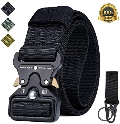 TENINE Cobra Buckle Belt, 1.5 Inch Tactical Heavy Duty Belt Nylon Military Style Belt with Quick-Release Metal Cobra Buckle for EDC Molle Equipment