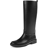 JOY IN LOVE Knee High Boots for Women Low Chunky Block Heel Faux Leather Wide Calf Riding Tall Boots