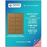 Premium Label Supply Brown Kraft Sticker Labels – 3" x 2" – Laser/Inkjet Compatible – (10 per Sheet), 25 Sheets – 250 Total Adhesive Labels