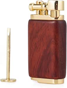 Antique Style Lift Arm Tobacco Pipe Cigarette Butane Lighter with Tamper &amp; Pick (Rosewood)