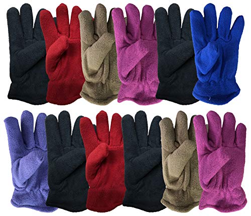 12 Pair Pack Of excell Kids Warm Winter Colorful Magic Stretch Gloves And Mittens (Fleece)