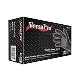 VersaPro T501L Nitrile Exam Gloves, Powder Free, Large, Black 100 Gloves (Pack of 1)