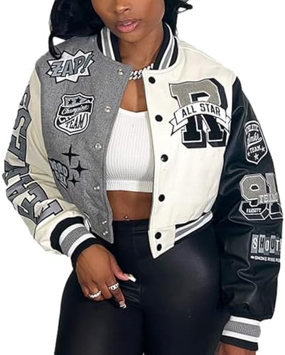 Amazon.com: CEINOM Y2k Vintage Bomber Jacket Women Harajuku