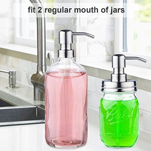 KEEGH Mason Jar Soap Dispenser Stainless Steel Lotion Dispenser Pump for Bathroom Kitchen Accessories (Sliver) - Thumbnail 3