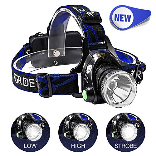 GRDE Headlamp, Rechargeable Led Headlamp Headlight Flashlight 3 Modes with Adjustable Thick Head Str - //medicalbooks.filipinodoctors.org