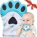 BabyNoms Teething Mitten | The Original Paw Safe Silicone Toys or Ring Provides Self-Soothing Relief Dino Blue Teether