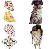 Bro'Bear 4 Pcs Pet Bandana for Cats & Small to Medium Dogs Triangle Neckerchief (Style C--Owl+Elephant+Bear+Pawprint)