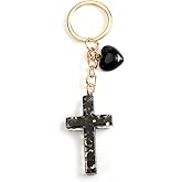 SHTALHST Cross Keychain with Heart Pendant Christian Cross Resin Keychain for Women Christian Gift Keyring