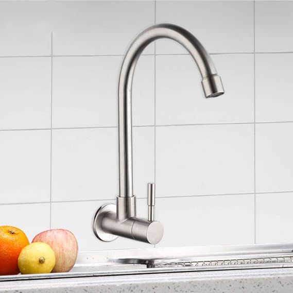 Mitigeur Eau Froide - Mural - Inox - Pivotant - Bricolage