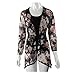 Franterd, Women Tops Casual Floral Cardigan Shawl Gauze Kimono Coat (Black, Free Size)