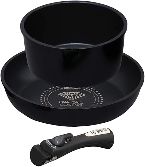 Amazon Co Jp アイリスオーヤマ Ih 対応 フライパン 鍋 3点セット ダイヤモンドコートパン cm 26cm ブラック 取っ手の とれる セット Kitchen Chef Is Se3 ホーム キッチン