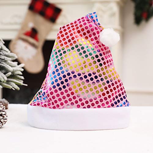 Jazzor Santa Hat, Unisex Novelty Funny Christmas Hats Winter Santa Caps for Christmas (Pink)