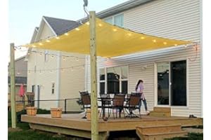 Patio Sun Shade Sail Canopy, 6' x 8' Rectangle Shade Cloth Outdoor Cover - UV Block Sunshade Fabric Awning Shelter for Pergol