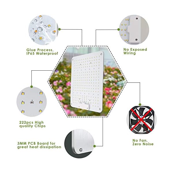 Niello 1200W LED Grow Lampe, Pflanzenlampe Vollspektrum, UV & IR fÃ¼r Zimmerpflanzen, Pflanzenlicht mit dimmbarer, Daisy Chain Funktion fÃ¼r VEG, Blumen. – Bild 4