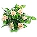 RHX Artificial Champagne Silk Rose Flower Garland Vine Wedding Party Garden Decor