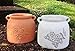 Goodman and Wife Heavy Hand Pressed Ancient Stressed Round Flower Pot or Planter with Loop Handles Vintage White