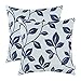 CaliTime Pack of 2 Soft Throw Pillow Covers Cases for Couch Sofa Home Decoration Cute Growing Leaves 18 X 18 Inches Navy Blue