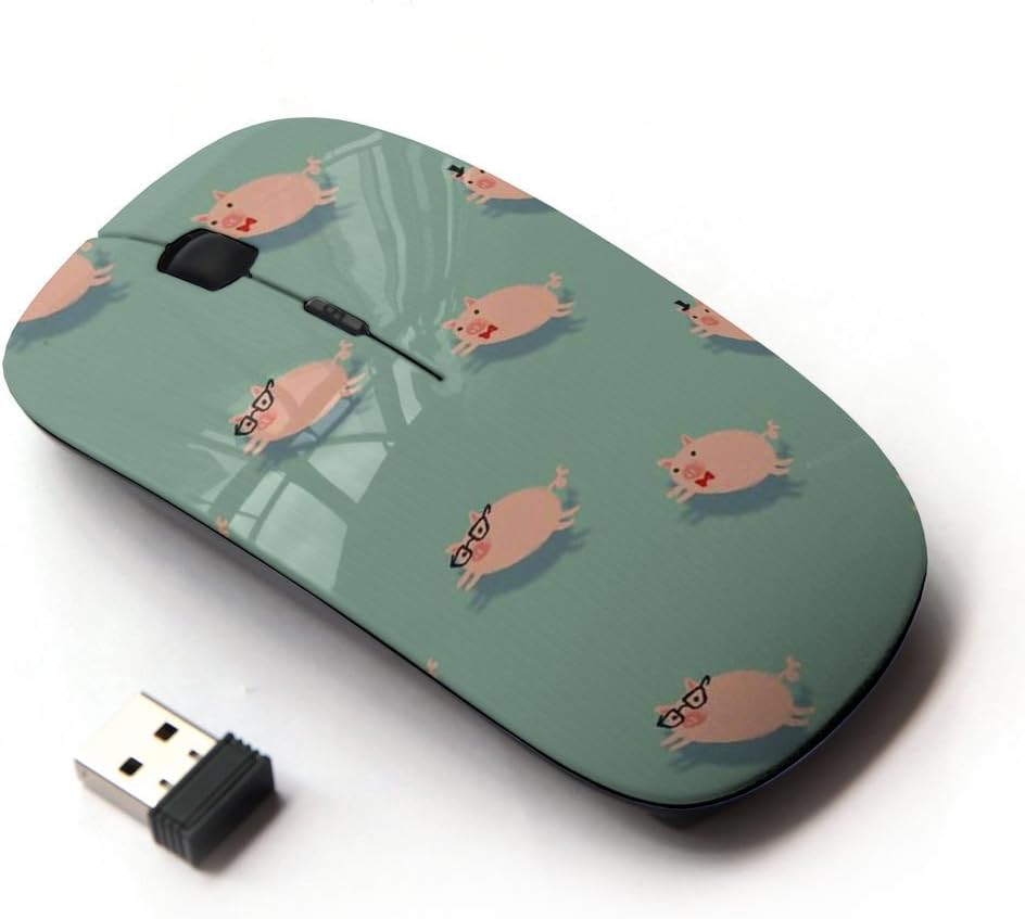 KOOLmouse [ Optical 2.4G Wireless Mouse [ Pig Cute Teal Pink Animal Pet Pattern ]