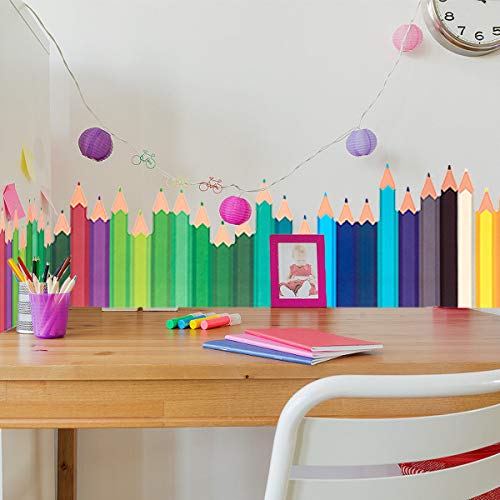Alphatool 5 Pack Pencils Bulletin Board Borders- Coloful Pencil Pattern Decorative Border Trims, Chalkboard Board Trimmers for Classroom, School, Office Decoration for Teacher- 57 × 6.3 Inches - Thumbnail 5