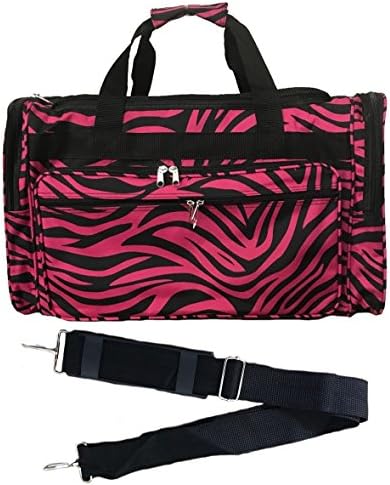 22-inch Travel Duffle Bag | Multiple Designs to Choose From | Perfect Travel Size Duffel Bag by Unique Traveler (Zebra-Burgundy Black)