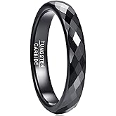 NUNCAD 4mm Tungsten Carbide Ring Wedding Bands for Men Women Black/Rose Gold/Blue Polished Finish Faceted Wedding Ring Comfort Fit Size 6-13