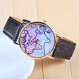 3 Colors New Arrival World Map Leather Strap Watches?(Black)