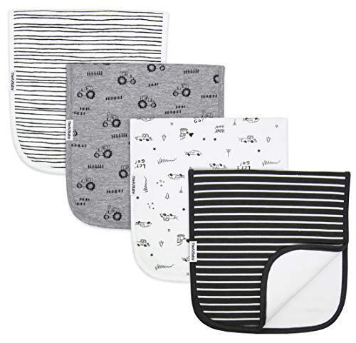 TheAZBaby Baby Burp Cloths for Boys and Girls 4 Pack, Large 21"x10", Triple Layer, 100% Organic Cotton, Thick, Soft and Premium Absorbent Towels, Burping Rags for Newborns Gift Set