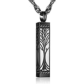 XIUDA Bar Cremation Jewelry Tree of Life Urn Necklace for Ashes for Men Women Urn Memorial Pendant Ash Holder