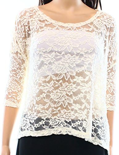 Dantelle Women's Medium Floral Lace Sheer Blouse White Ivory M