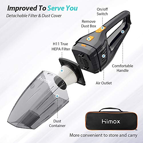 HIMOX 8000pa 120W Strong Suction Car Vacuum, Rechargeable Cordless Hand