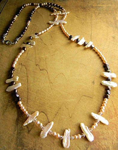 Keishi Stick Pearl Necklace Sterling Silver