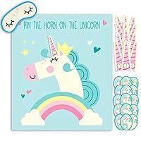 Hugo & Emmy Pin the Horn on the Unicorn Party Game for Birthday Parties and Sleepovers, Ideal for Kids and Toddlers