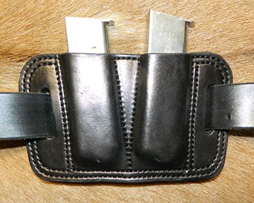 Leather - Double Magazine Ammunition Pouch, For .45 acp mags, Fits Colt 1911's; or Sig P220's magazines